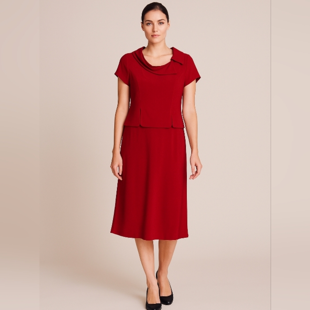 J. Taylor Red Classy Dress 14 Corpcore Christmas Holiday Office Wedding Modest